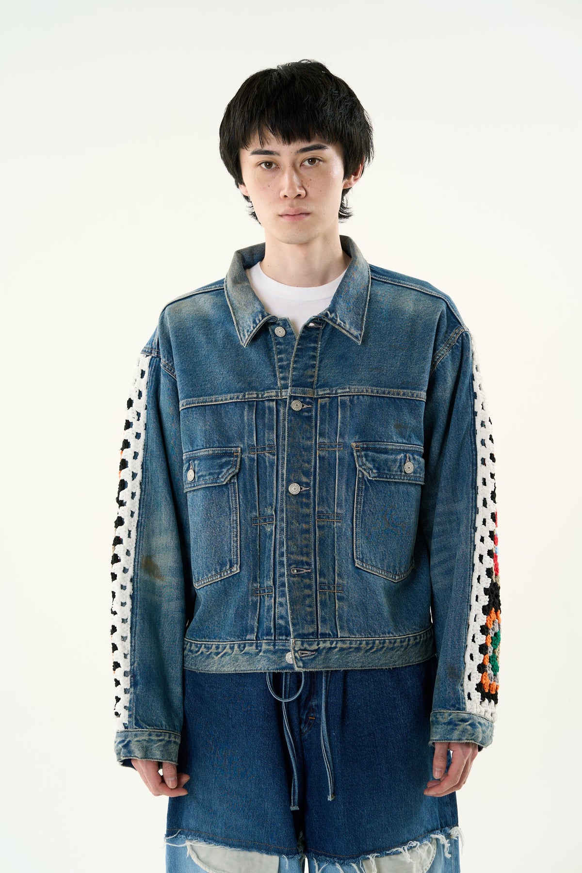 CROCHET DENIM BLOUSON