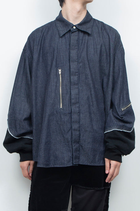 LIGHT OZ DENIM TWIST SLEEVE SHIRT