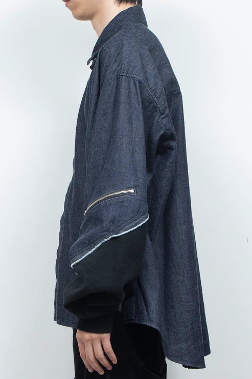 LIGHT OZ DENIM TWIST SLEEVE SHIRT