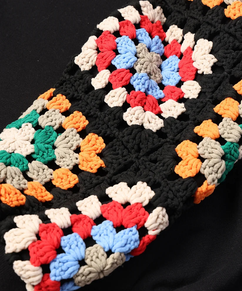 CROCHET SLEEVE SWEAT