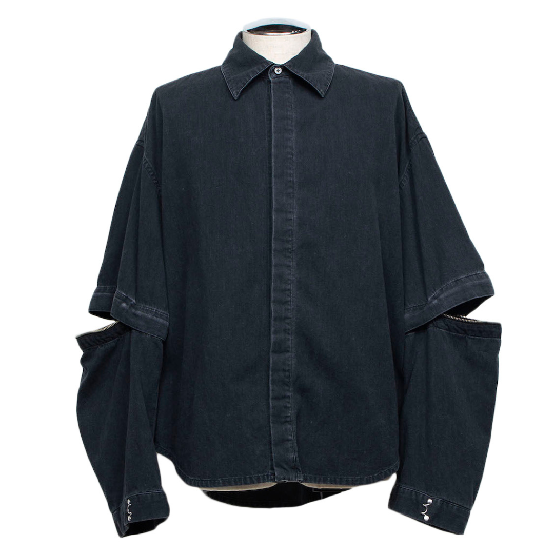 Detachable Sleeve Shirt (BLACK WASHED)