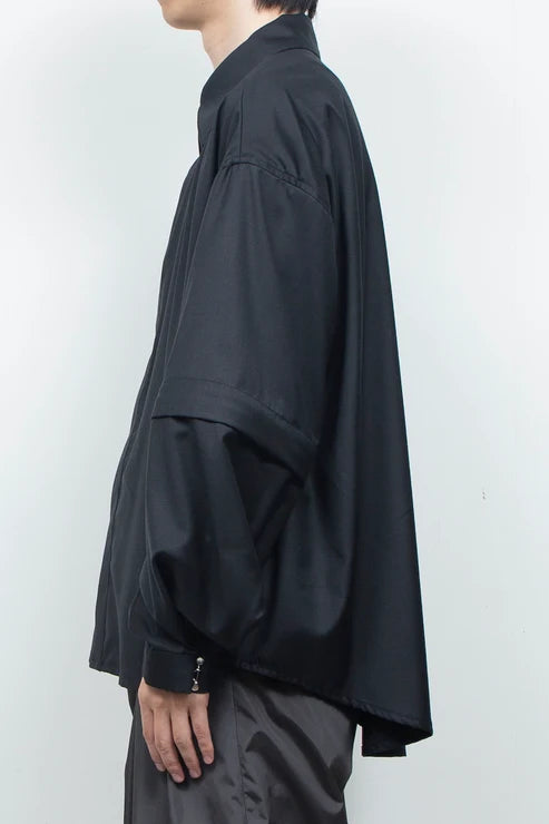 WOOL DETACHABLE SLEEVE SHIRT
