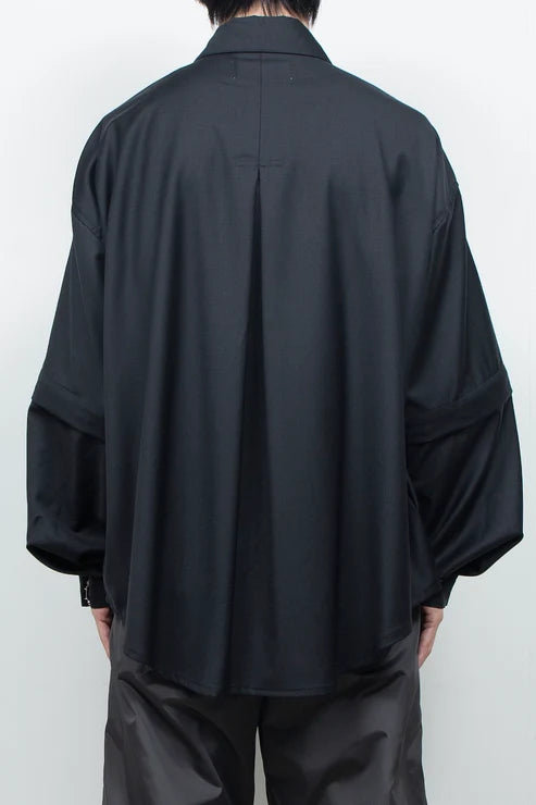 WOOL DETACHABLE SLEEVE SHIRT