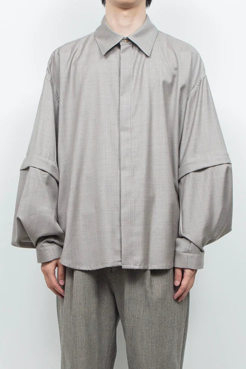 WOOL DETACHABLE SLEEVE SHIRT