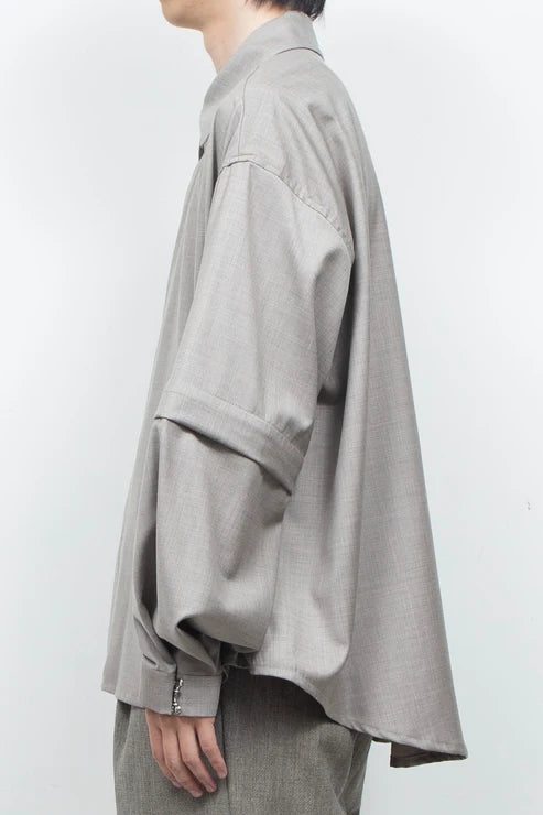 WOOL DETACHABLE SLEEVE SHIRT