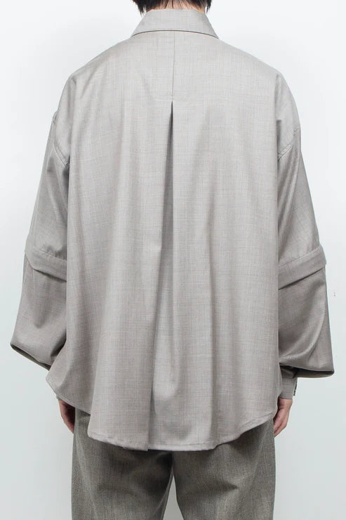 WOOL DETACHABLE SLEEVE SHIRT
