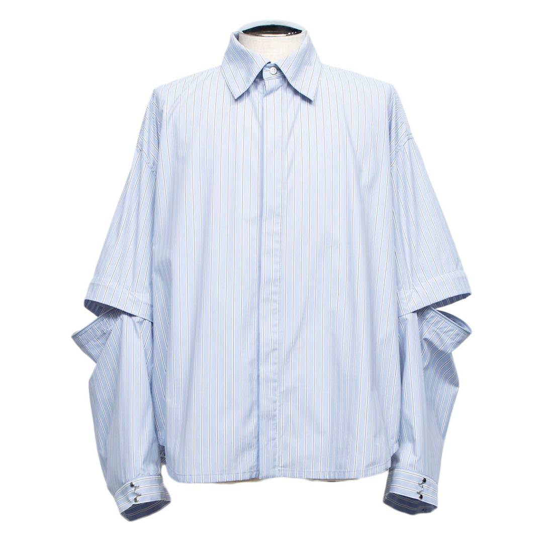 Detachable Sleeve Shirt (SAX STRIPE)
