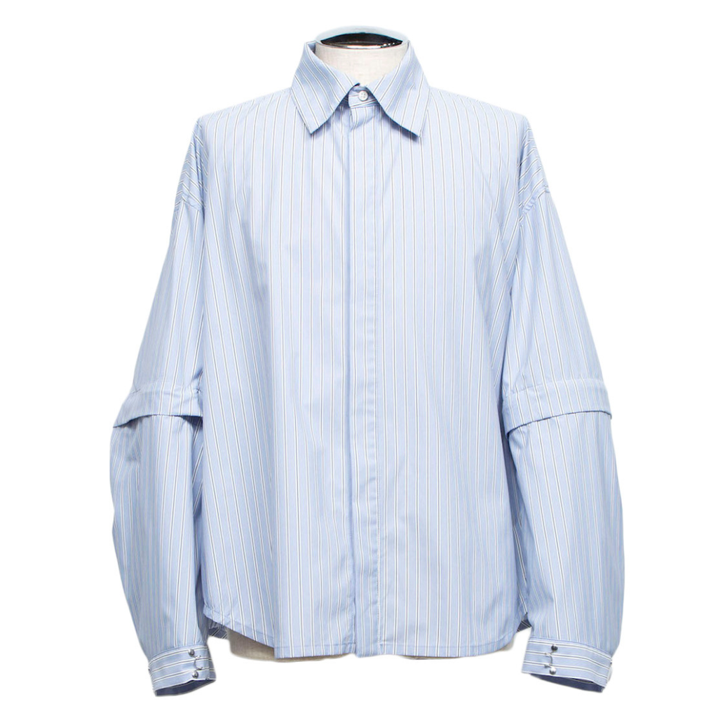 Detachable Sleeve Shirt (SAX STRIPE)
