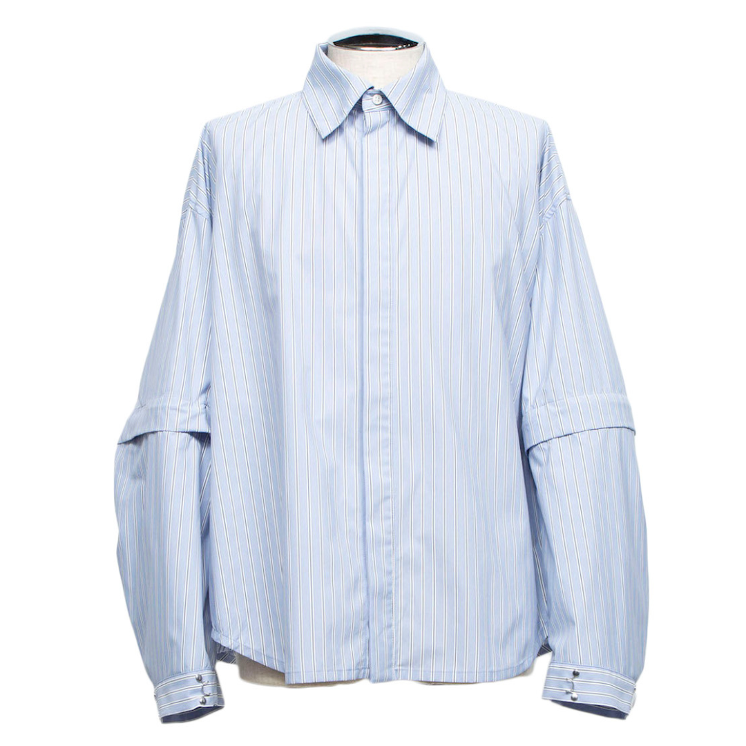 Detachable Sleeve Shirt (SAX STRIPE)