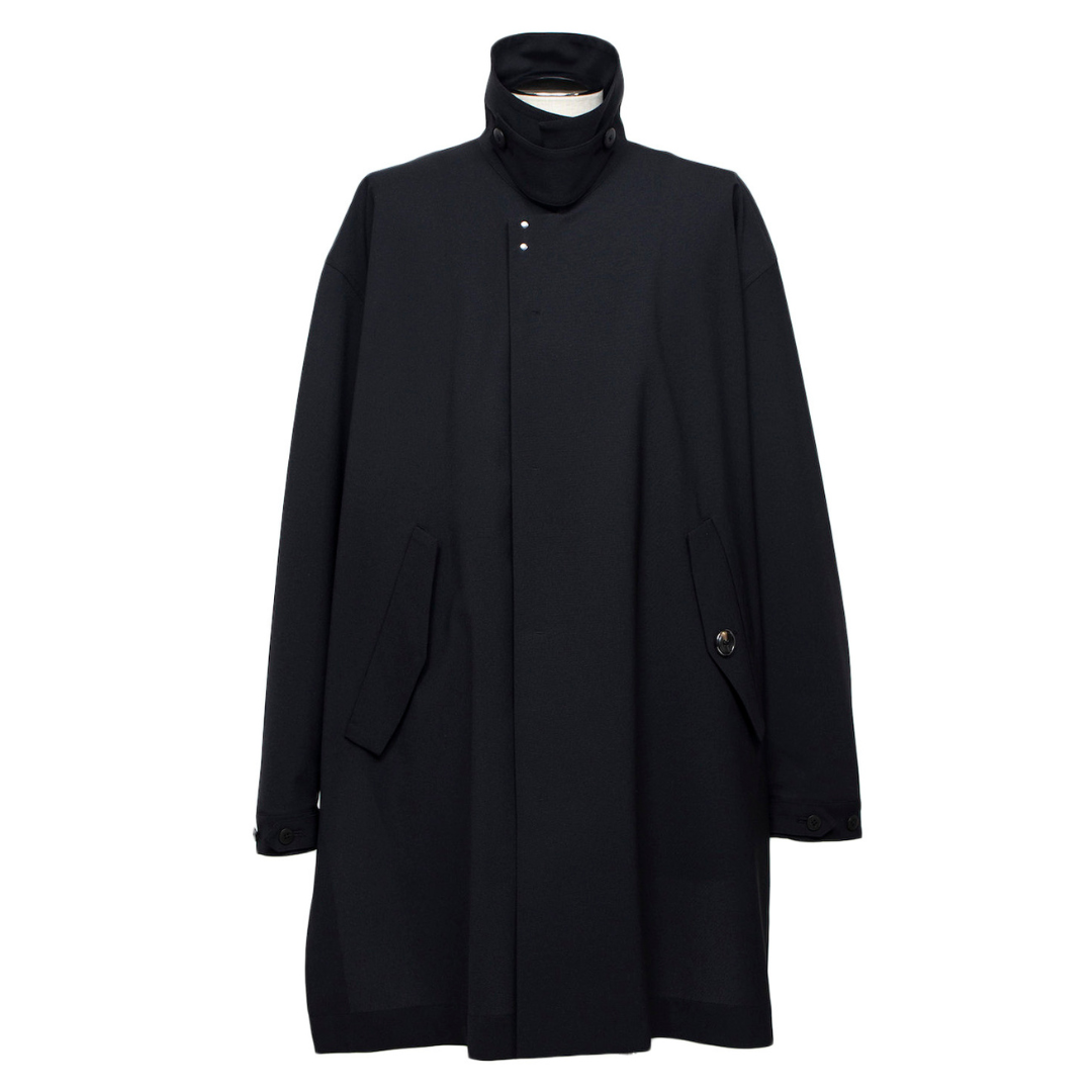 Semi-Long Soutien Collar Light Coat(BLACK)