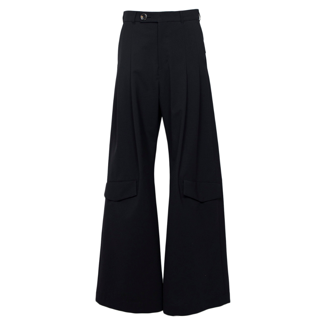 Thin-Flap Baggy Trousers(BLACK)