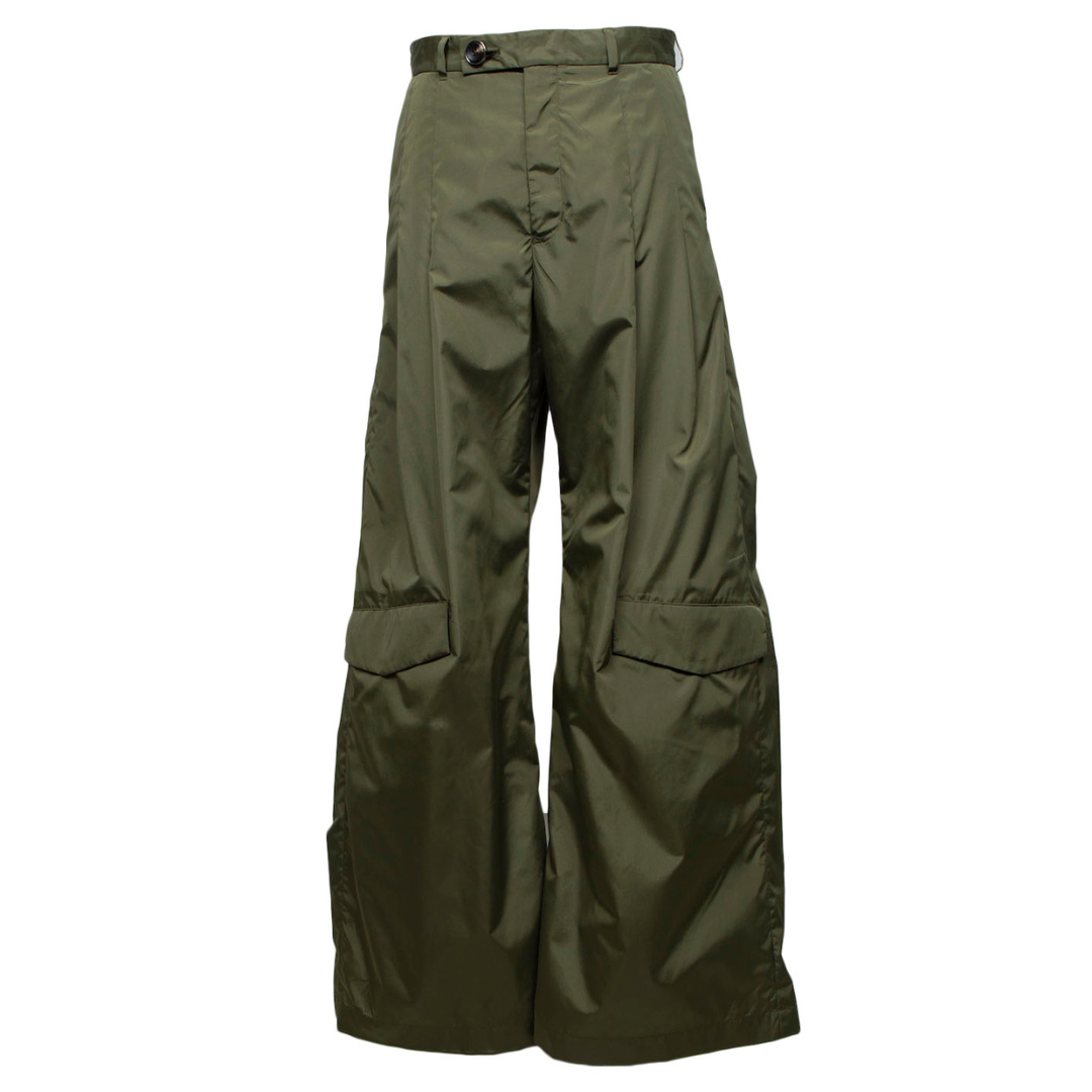 Thin-Flap Baggy Trousers (MILITARY GREEN)