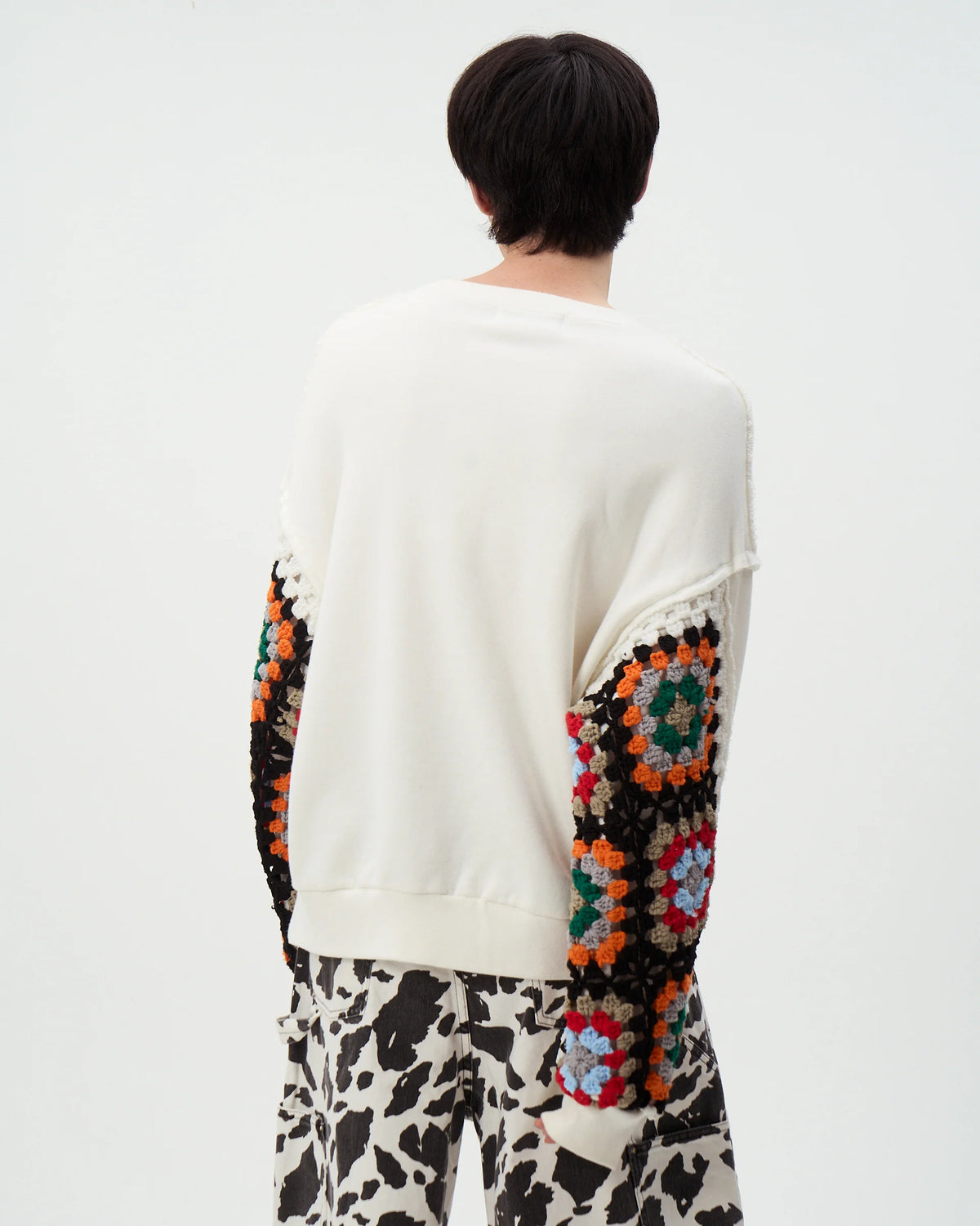 CROCHET SLEEVE SWEAT