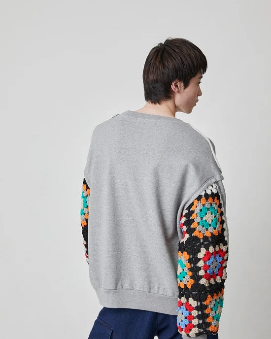 CROCHET SLEEVE SWEAT
