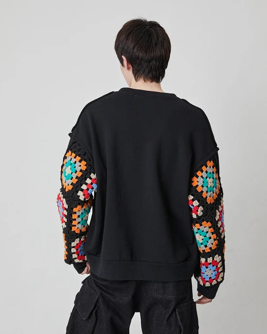 CROCHET SLEEVE SWEAT