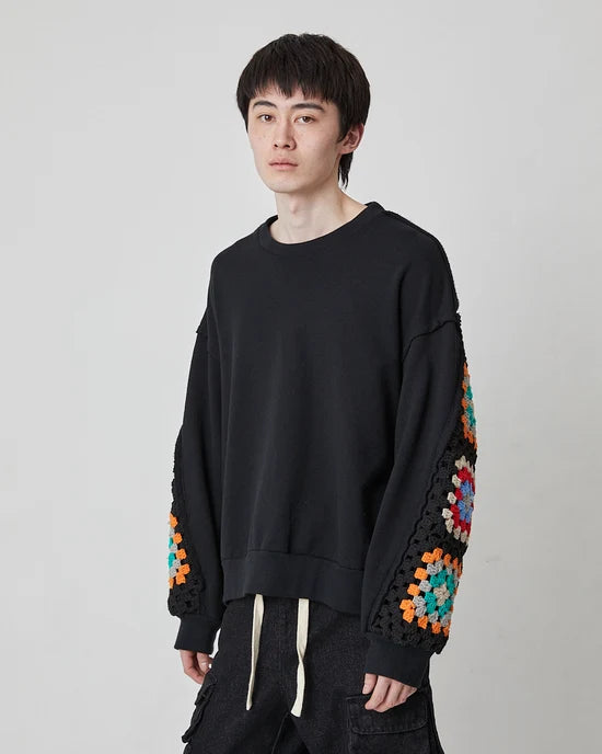 CROCHET SLEEVE SWEAT
