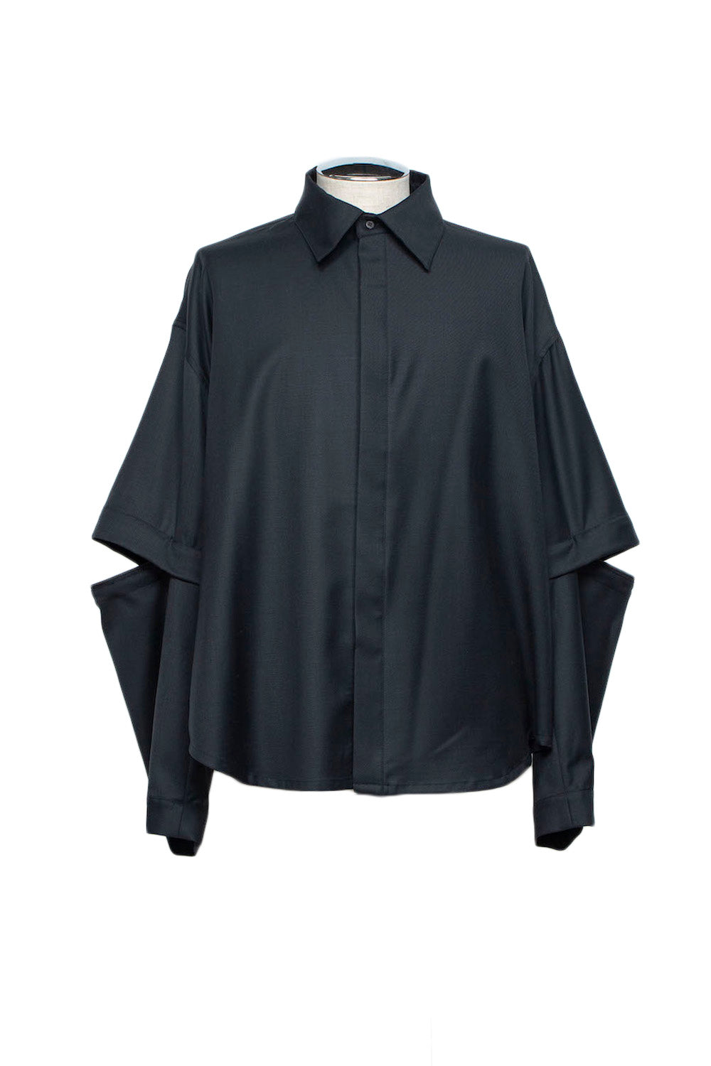 WOOL DETACHABLE SLEEVE SHIRT