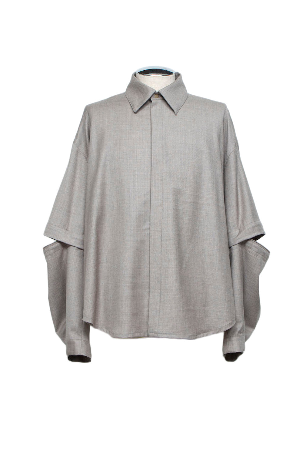 WOOL DETACHABLE SLEEVE SHIRT