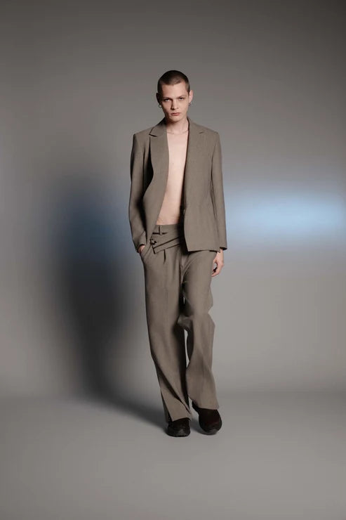 DOUBLE CROSS LUXE TWEED TWISTED WAIST TROUSERS