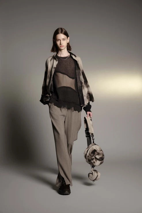 DOUBLE CROSS LUXE TWEED TWISTED WAIST TROUSERS