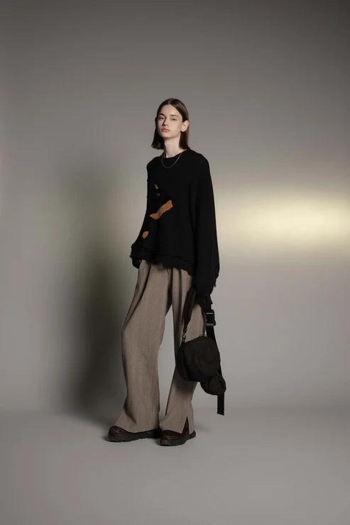DOUBLE CROSS LUXE TWEED TWISTED WAIST TROUSERS