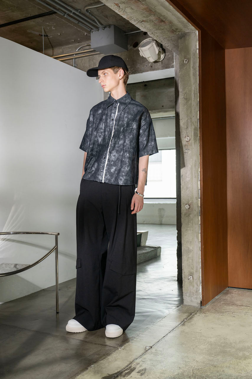 Thin-Flap Baggy Trousers(BLACK)