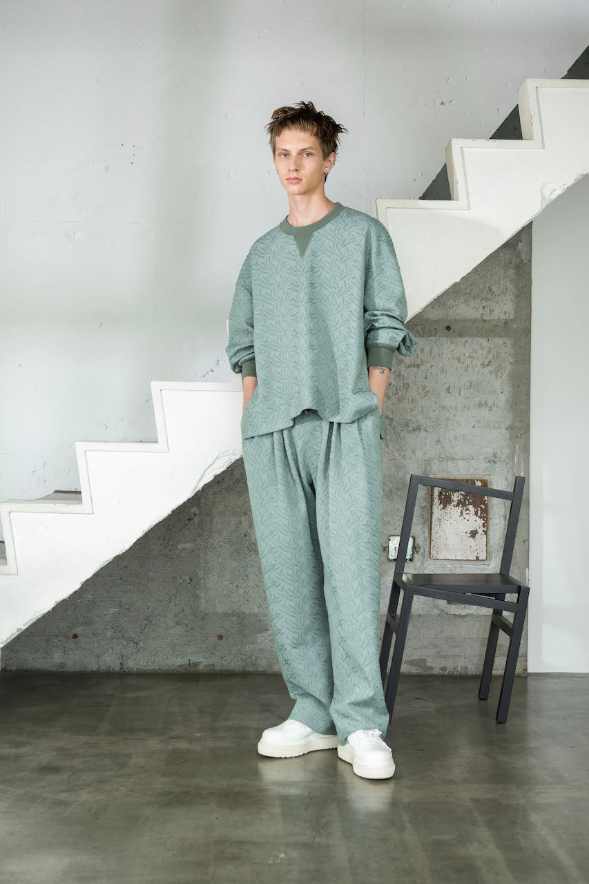 Original fabric 3-tucked easy trousers (GLASS GREEN)