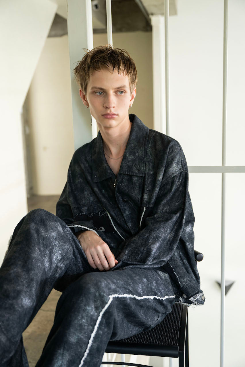 Lowrise Semi Flare Pants(BLACK×FOIL)