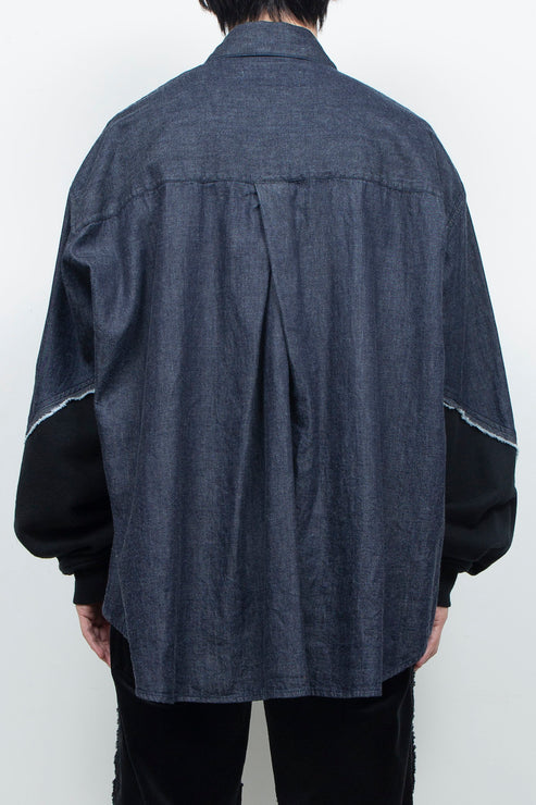LIGHT OZ DENIM TWIST SLEEVE SHIRT