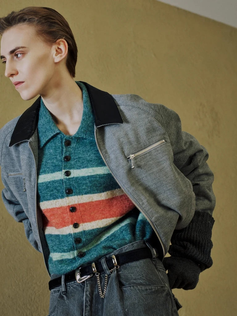 STRIPED KNIT POLO