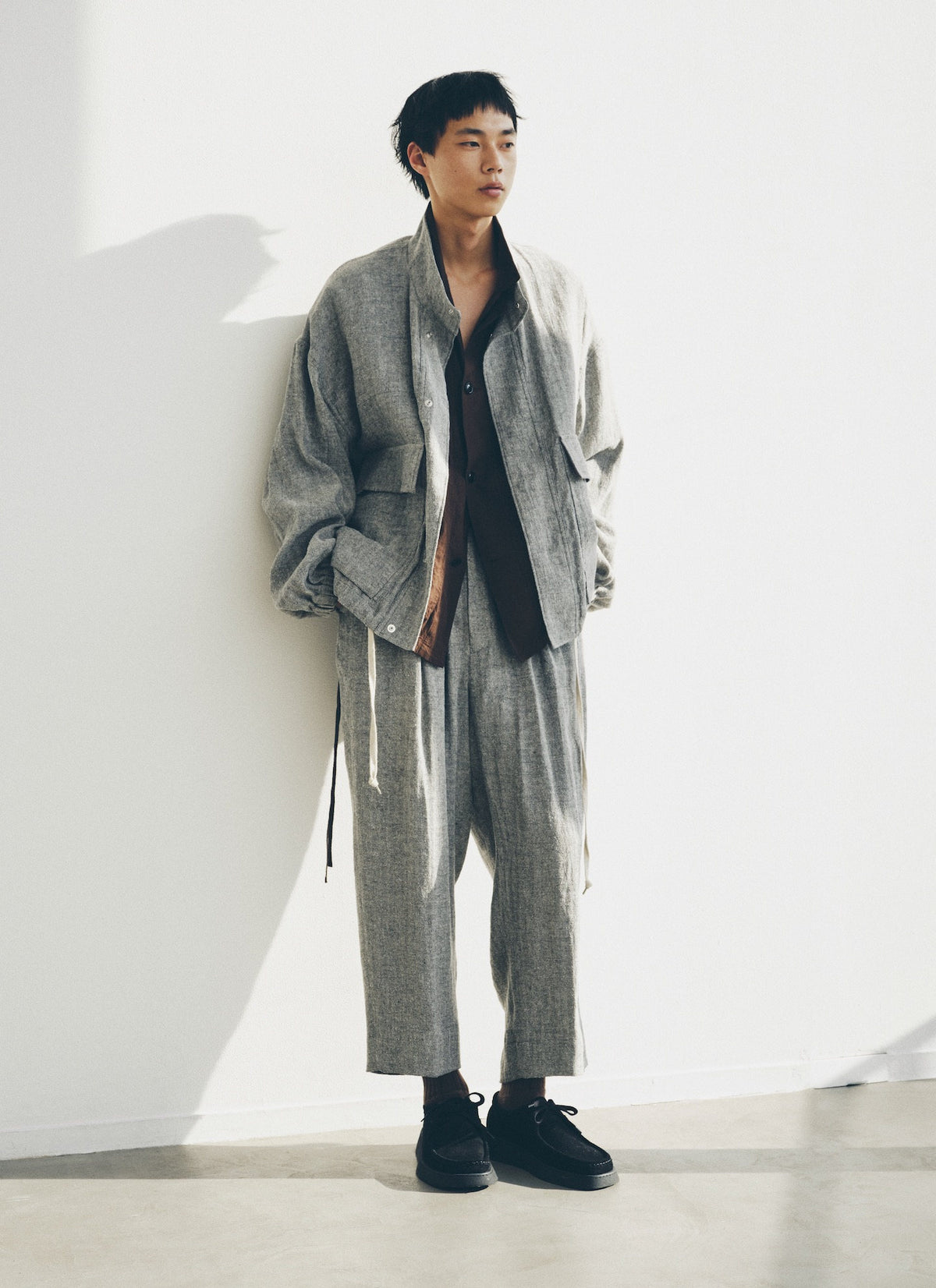 2-PLEATED CP PANTS SILK/LINEN
